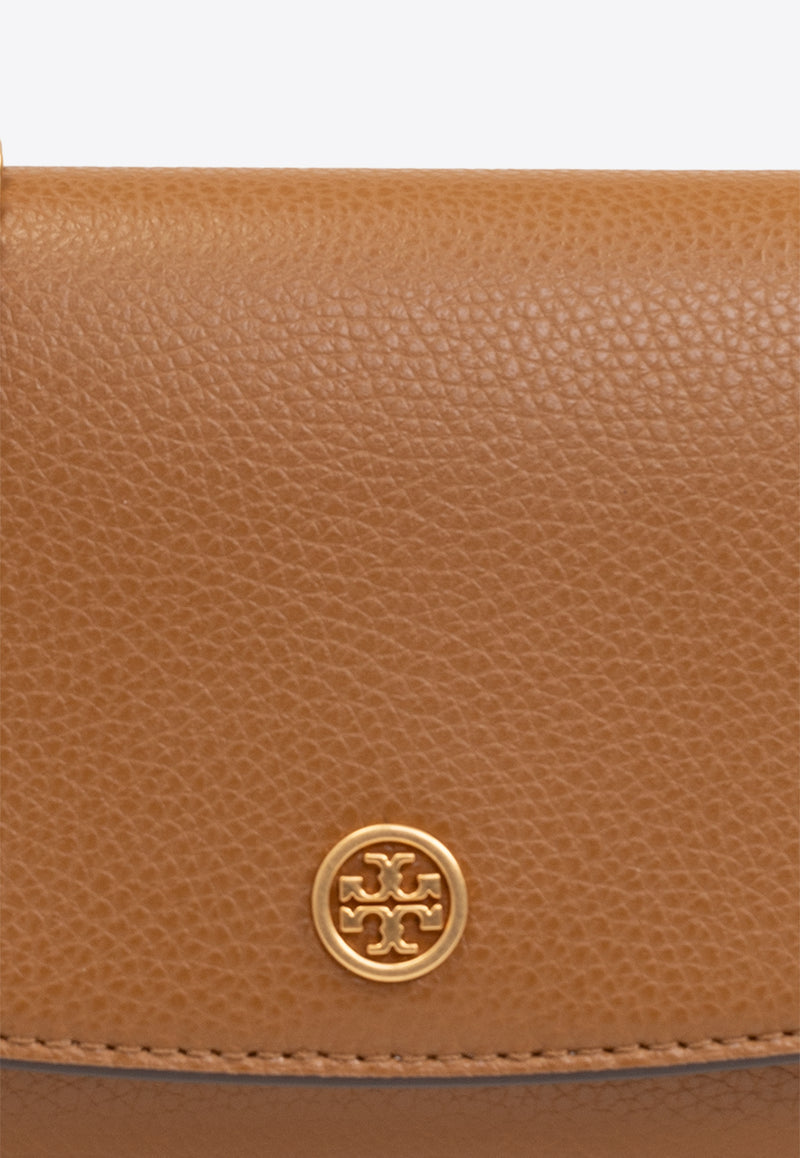 Tory Burch Mini Robinson Leather Chain Clutch Brown 146367 0-202