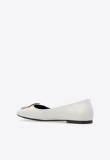 Tory Burch Georgia Logo Plaque Ballet Flats White 154077 0-724