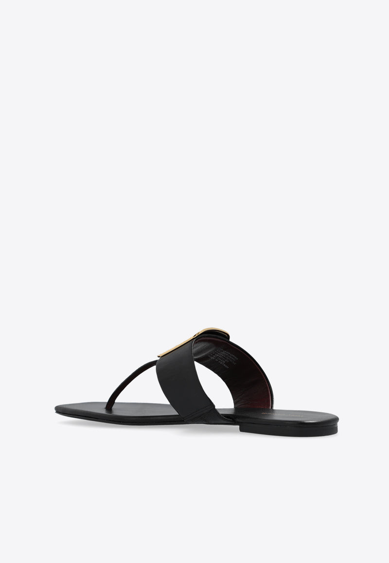 Tory Burch Georgia Leather Flat Sandals Black 154236 0-006