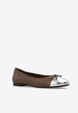 Tory Burch Cap-Toe Leather Ballet Flats Brown 159350 0-020