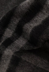 Burberry Check Pattern Fringed Cashmere Scarf Black 8077880 A1208-CHARCOAL