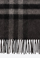 Burberry Check Pattern Fringed Cashmere Scarf Black 8077880 A1208-CHARCOAL