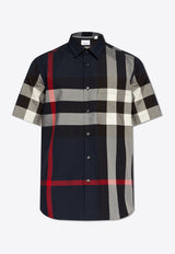 Burberry Signature Check Short-Sleeved Shirt Multicolor 8079592 A1960-NAVY IP CHECK