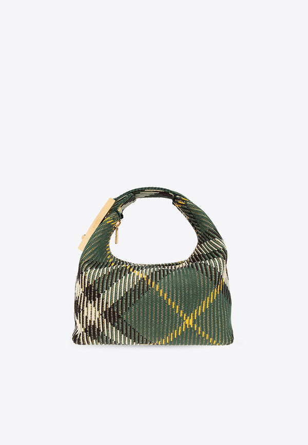 Burberry Mini Peg Signature Check Shoulder Bag Green 8082042 B8636-IVY