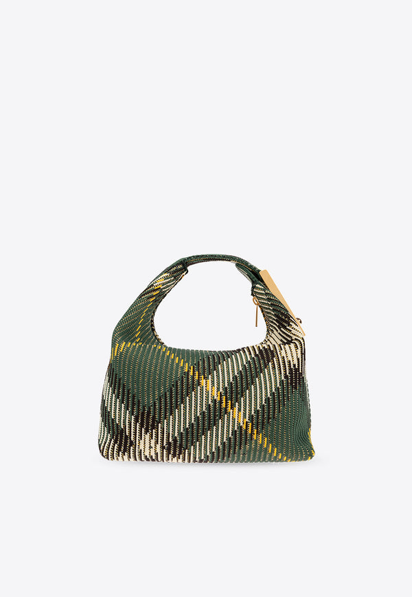 Burberry Mini Peg Signature Check Shoulder Bag Green 8082042 B8636-IVY