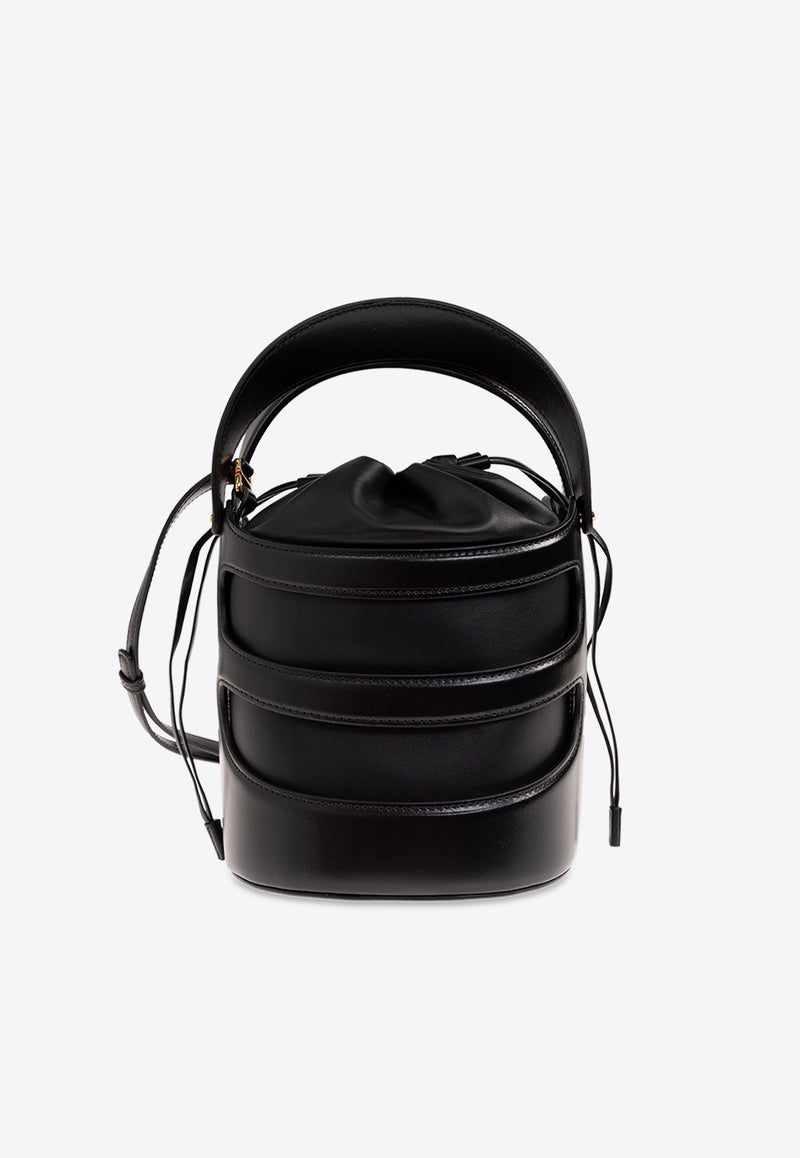 Alexander McQueen The Rise Nappa Leather Bucket Bag Black 787126 1VPGI-1000