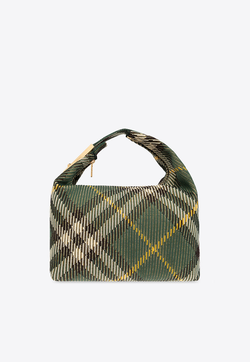 Burberry Medium Peg  Signature Check Shoulder Bag Green 8082047 B8636-IVY