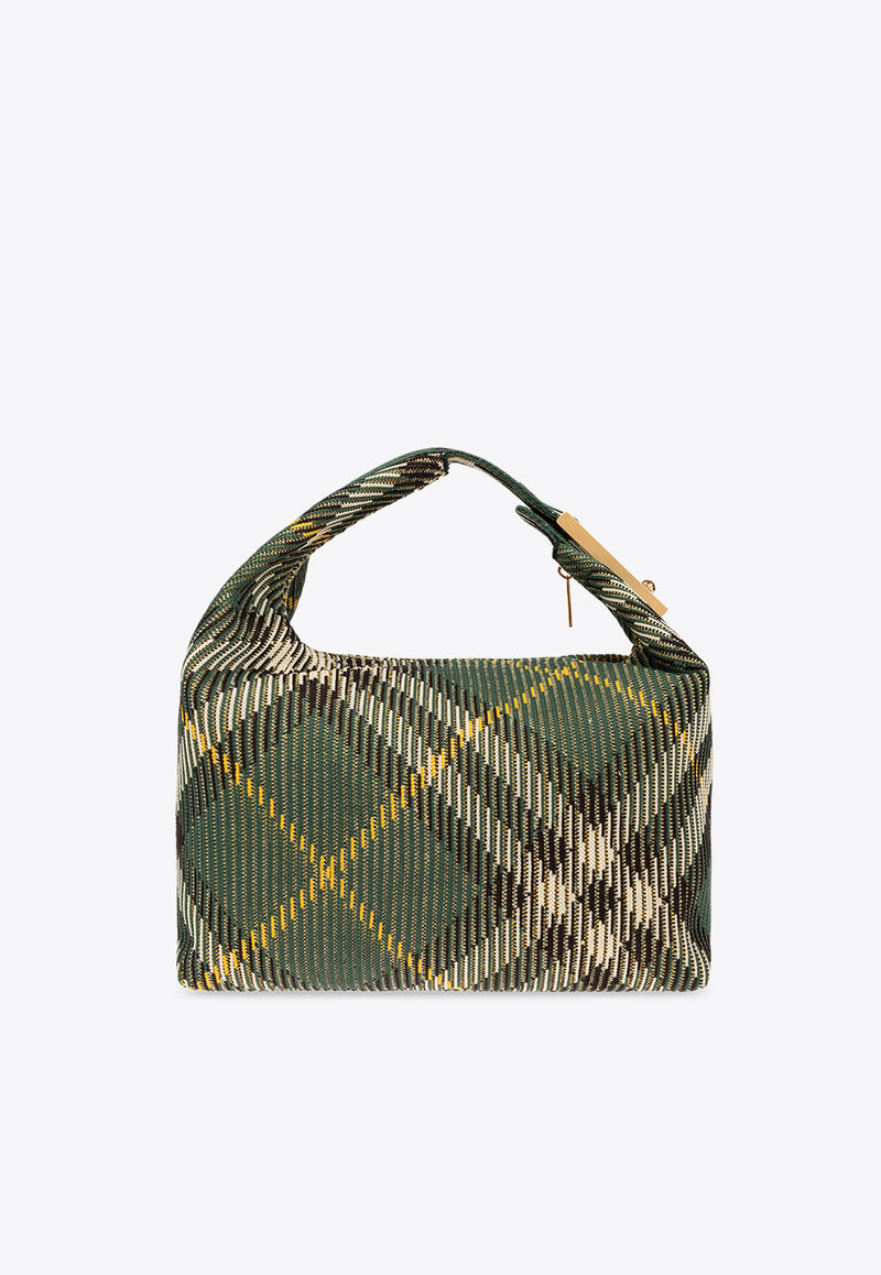 Burberry Medium Peg  Signature Check Shoulder Bag Green 8082047 B8636-IVY