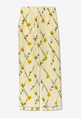 Burberry Dandelion Print Satin Pants Yellow 8082992 A4652-SHERBET