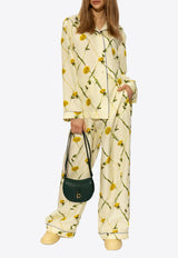 Burberry Dandelion Print Satin Pants Yellow 8082992 A4652-SHERBET