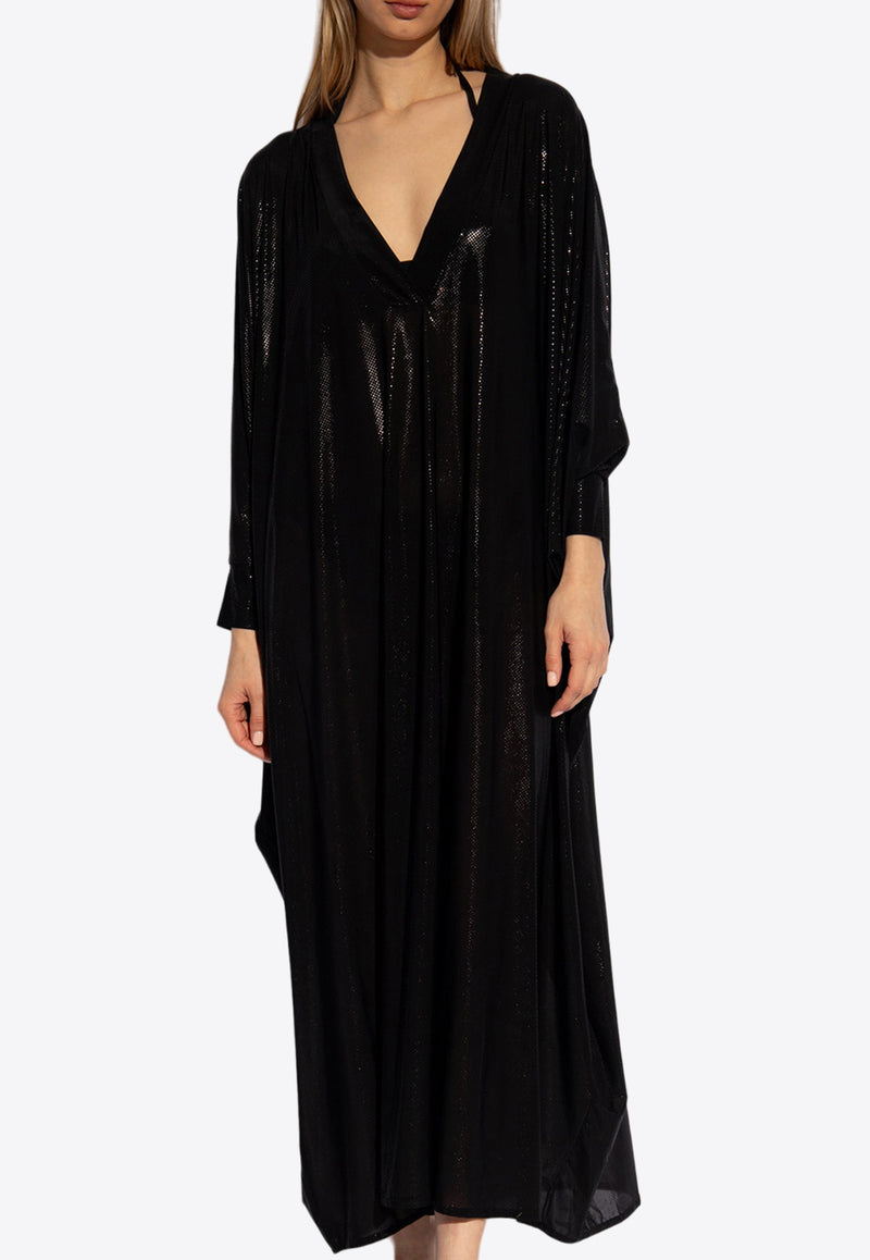 Balmain Semi-Sheer Kaftan Maxi Dress Black BKA221770 0-001