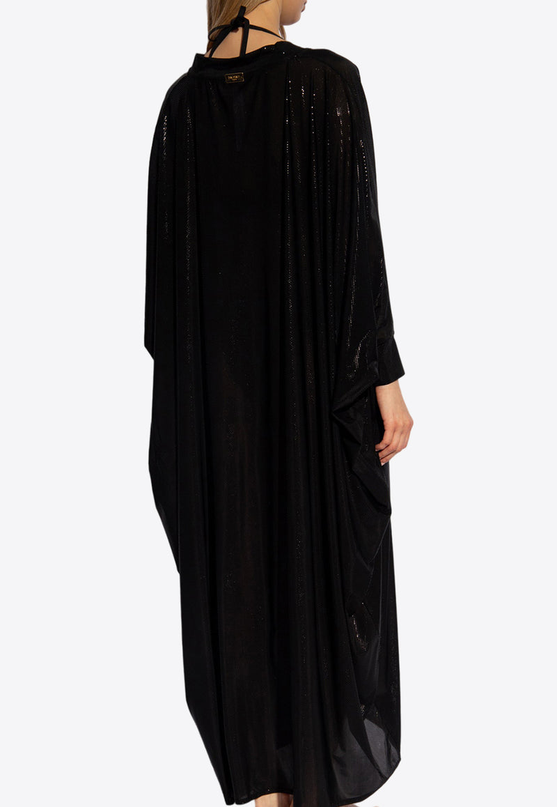 Balmain Semi-Sheer Kaftan Maxi Dress Black BKA221770 0-001