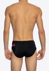 Balmain Logo Print Swimming Briefs Black BWB211200 0-006