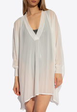 Balmain Sheer Kaftan Mini Dress White BKA281770 0-105