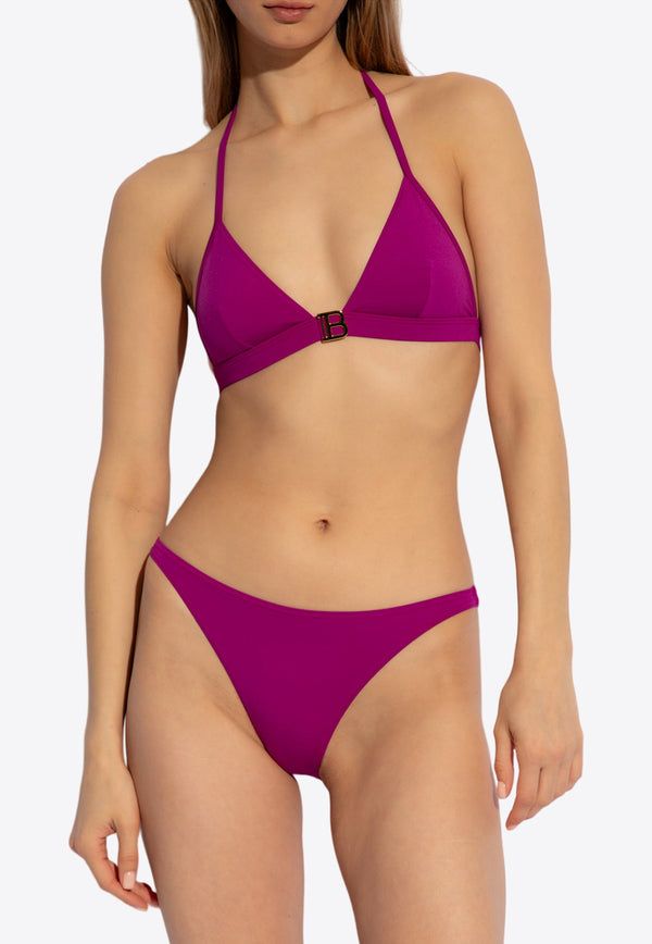 Balmain B Plaque Triangle Bikini Purple BKB851760 0-500