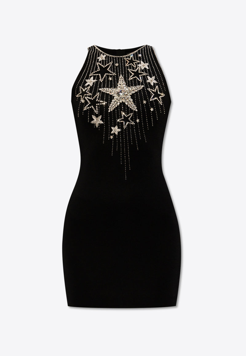 Balmain Stars Embroidered Mini Dress Black CF1R4001 PC18-EHV