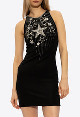 Balmain Stars Embroidered Mini Dress Black CF1R4001 PC18-EHV