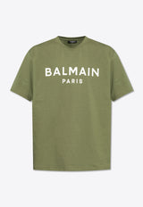 Balmain Logo Print Crewneck T-shirt Green CH0EG000 BB73-UHB