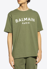 Balmain Logo Print Crewneck T-shirt Green CH0EG000 BB73-UHB