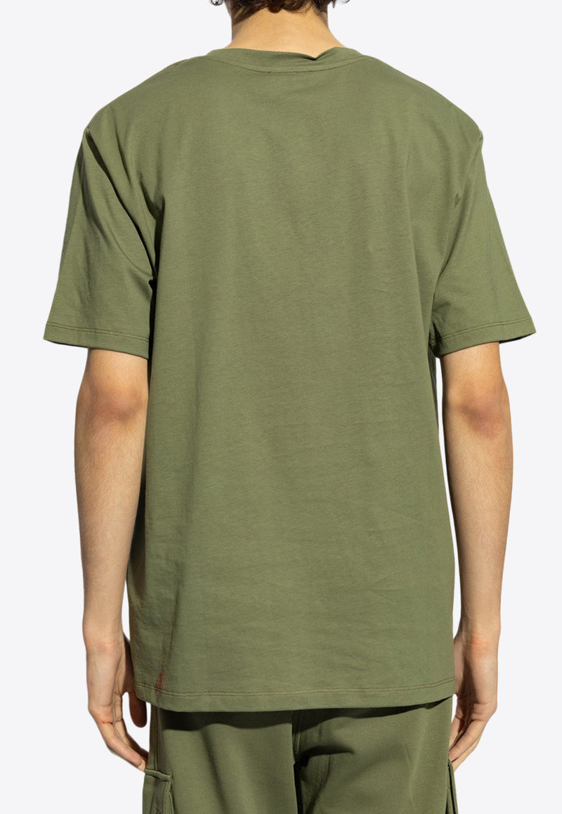 Balmain Logo Print Crewneck T-shirt Green CH0EG000 BB73-UHB