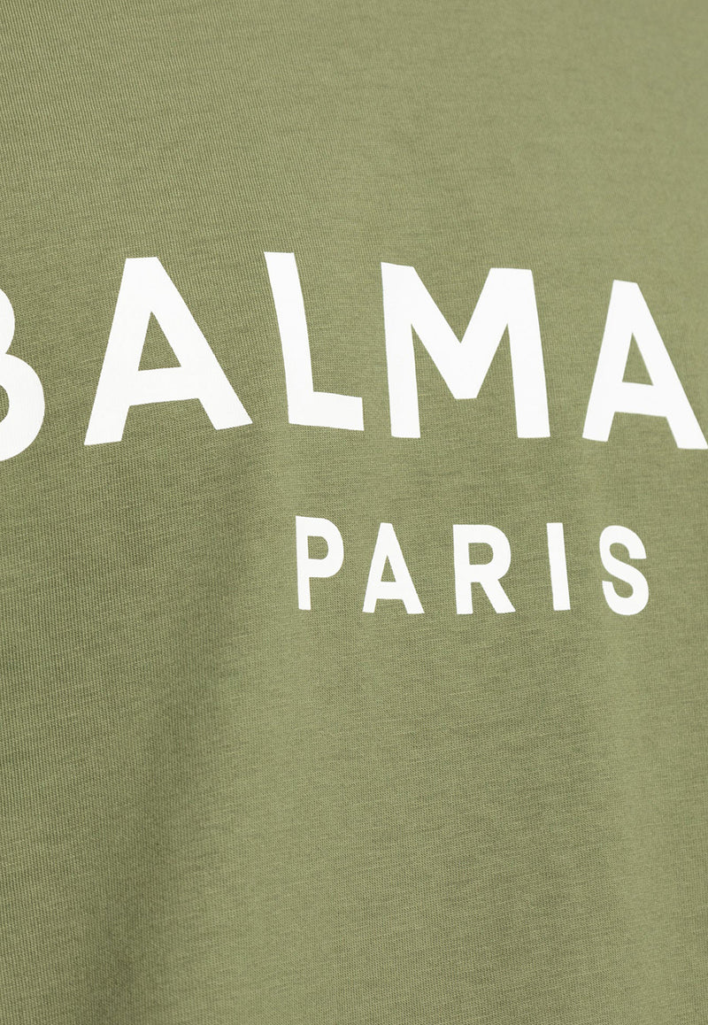 Balmain Logo Print Crewneck T-shirt Green CH0EG000 BB73-UHB