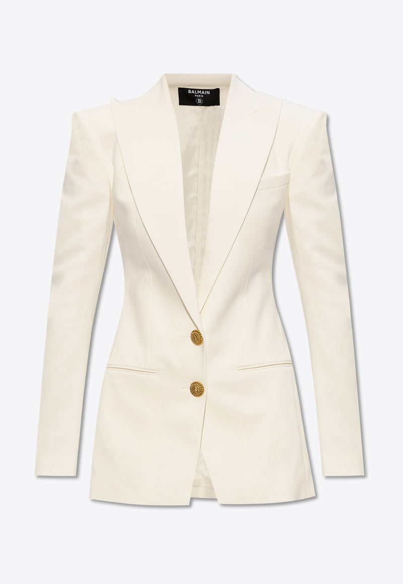 Balmain Single-Breasted Crepe Blazer White CF1SE055 VE17-0FA