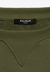 Balmain Logo Print Crewneck Sweatshirt Green CH0JQ005 BB65-UIO