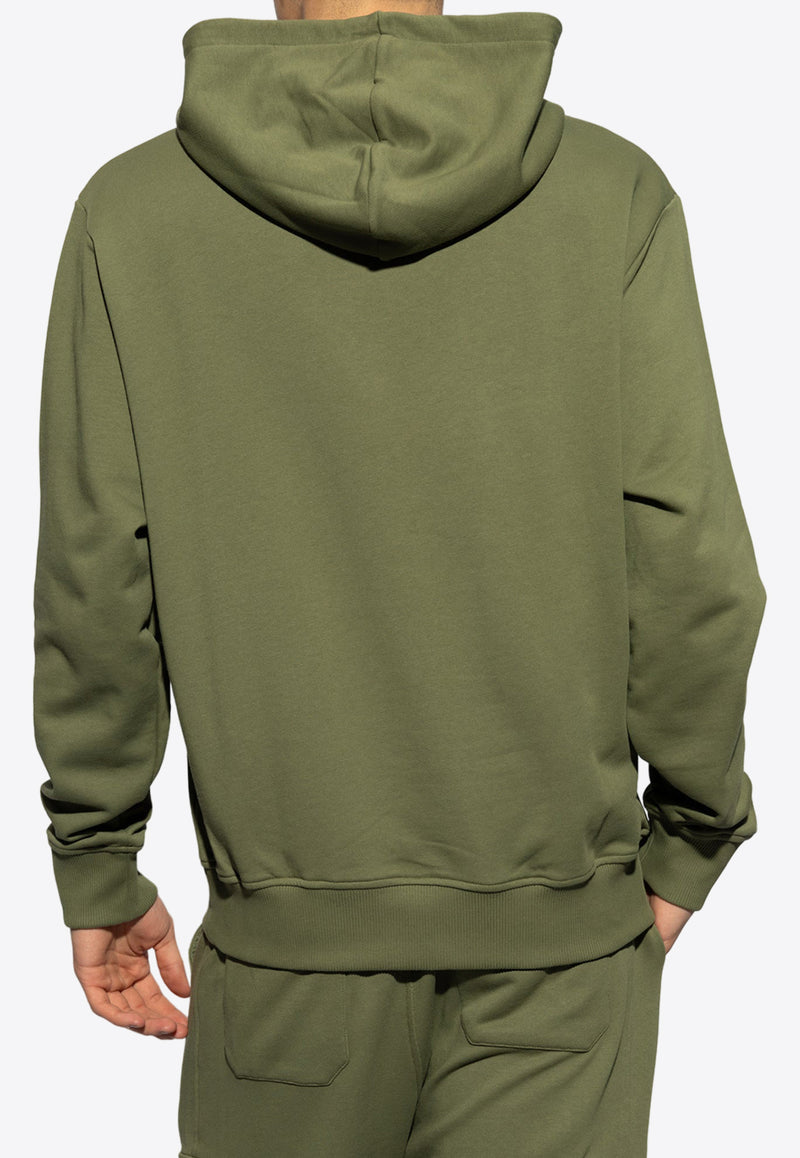 Balmain Logo Print Hooded Sweatshirt Green CH0JR002 BB65-UIO