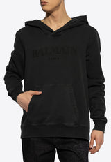 Balmain Logo Embroidered Hooded Sweatshirt Black CH0JT216 BC72-YGD