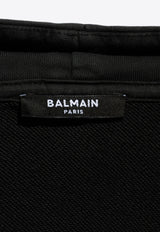 Balmain Logo Embroidered Hooded Sweatshirt Black CH0JT216 BC72-YGD