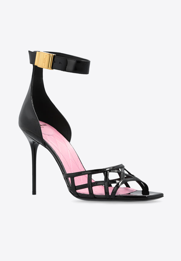 Balmain Uma 95 Patent Leather Sandals Black CN0UH999 LPAT-0PA