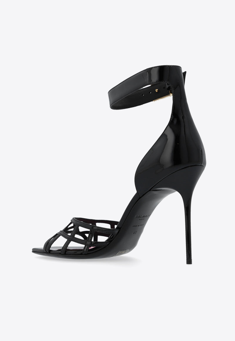 Balmain Uma 95 Patent Leather Sandals Black CN0UH999 LPAT-0PA