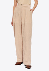 GANNI Jacquard Straight-Leg Pants Beige F9037 6754-873