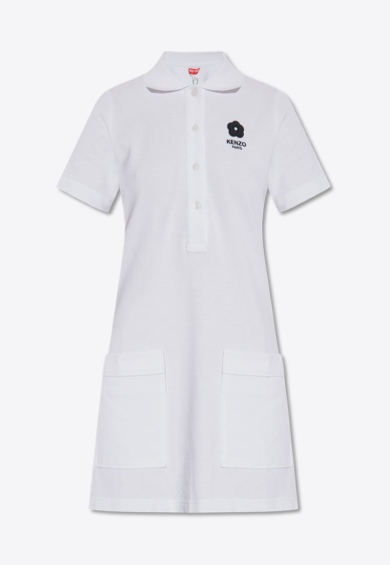 Kenzo Boke Flower Mini Polo Dress White FE52RO744 4PU-01