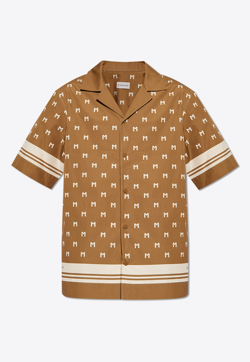 Moncler Logo Monogram Short-Sleeved Shirt Brown J10912F00010 597P3-S20