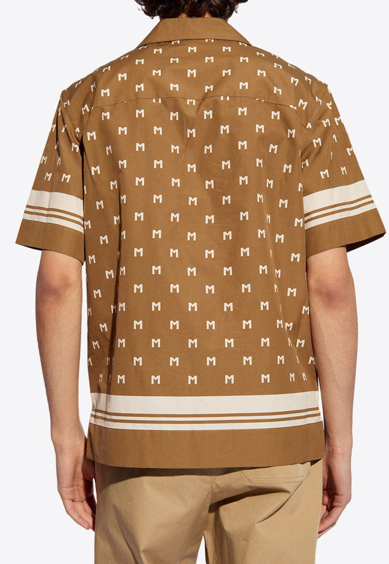 Moncler Logo Monogram Short-Sleeved Shirt Brown J10912F00010 597P3-S20