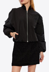 GANNI Twill Oversized Bomber Jacket Black F9180 6734-099