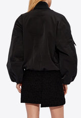 GANNI Twill Oversized Bomber Jacket Black F9180 6734-099