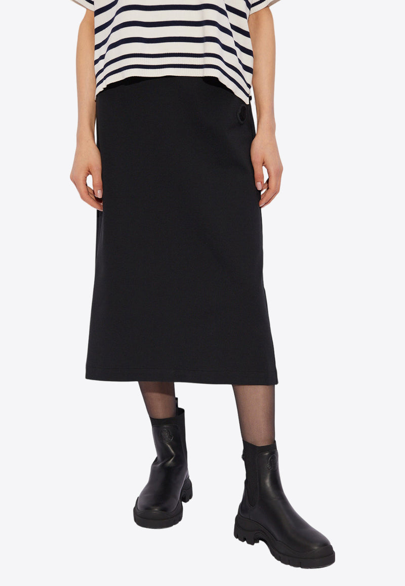 Moncler Logo Patch Midi Skirt Black J10938H00013 M3988-952