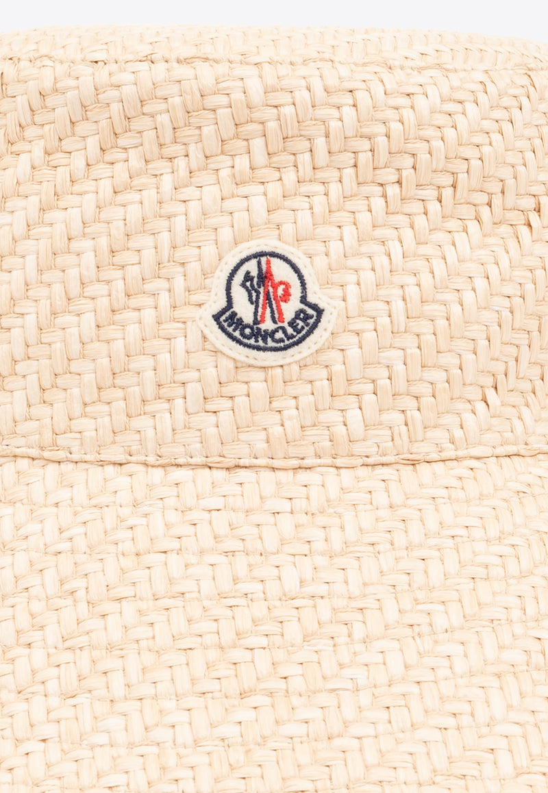 Moncler Logo Patch Woven Bucket Hat Beige J10933B00036 0U339-21E