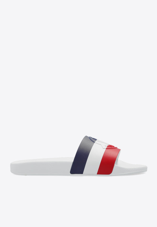 Moncler Basile Logo Rubbler Slides White J109A4C00030 01A49-002