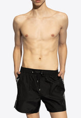 Balmain Logo Print Swim Shorts Black KĄPIELOWE BWB641270 0-001