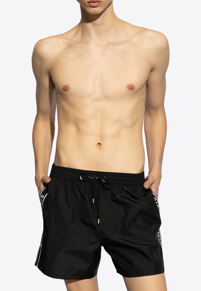 Balmain Logo Print Swim Shorts Black KĄPIELOWE BWB641270 0-001