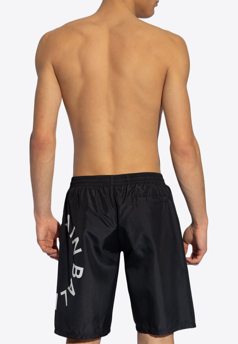 Balmain Logo Print Swim Shorts Black KĄPIELOWE BWB791230 0-010