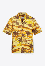 Moncler Tropical Palm Print Shirt Yellow J10912F00004 597JD-S13