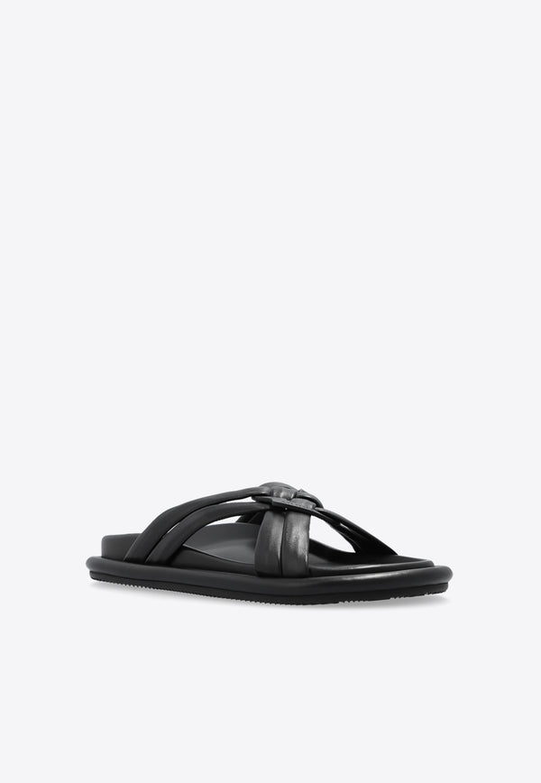 Moncler Bell Smooth Leather Slides Black J109B4L00130 M4041-999