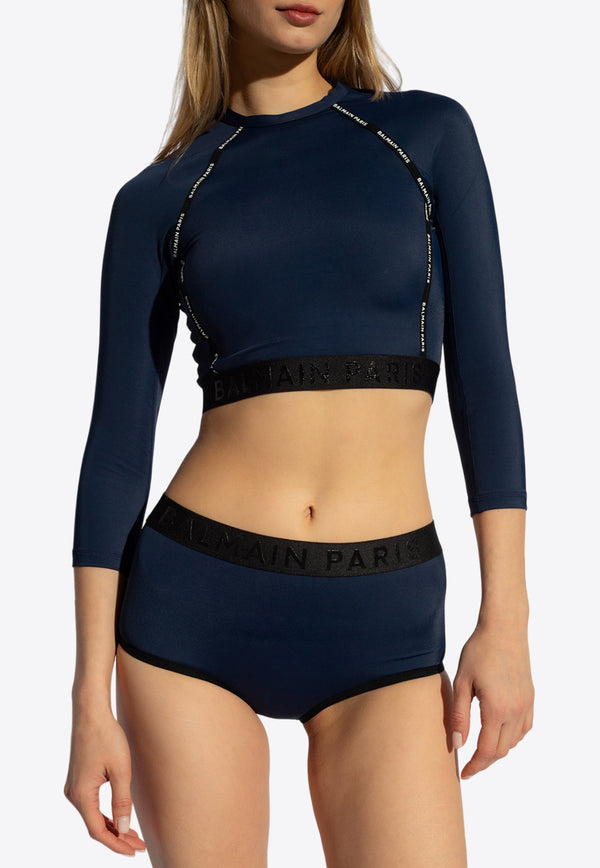 Balmain Logo-Waist Bikini Bottoms Navy KĄPIELOWE BKN1A1830 0-403