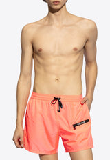 Balmain Logo Nylon Swim Shorts Peach KĄPIELOWE BWB641260 0-664