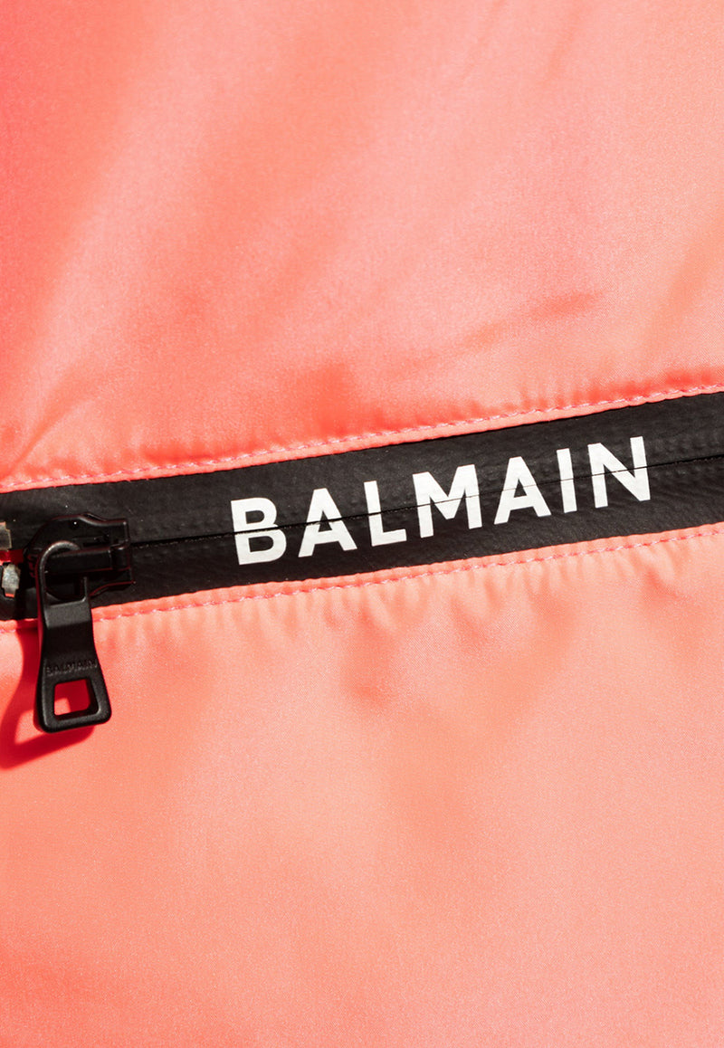 Balmain Logo Nylon Swim Shorts Peach KĄPIELOWE BWB641260 0-664