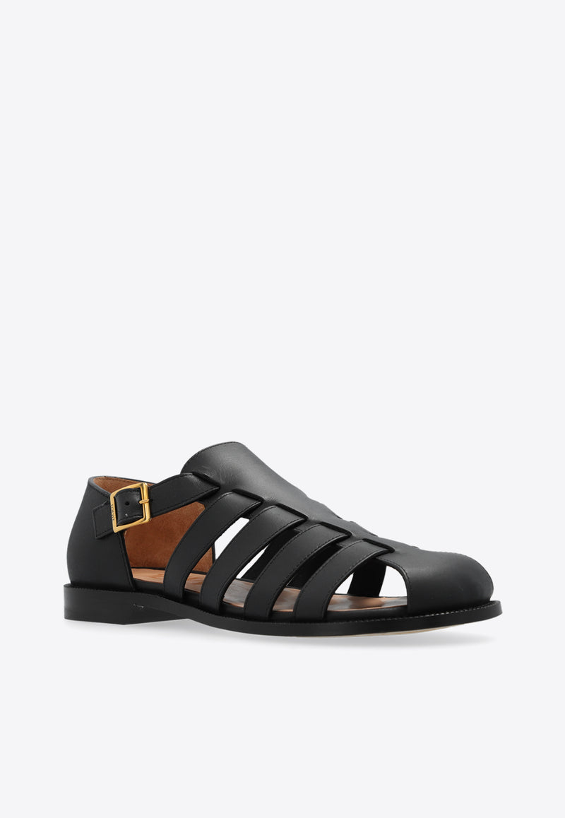 Loewe Campo Calf Leather Sandals Black L814465X77 0-BLACK